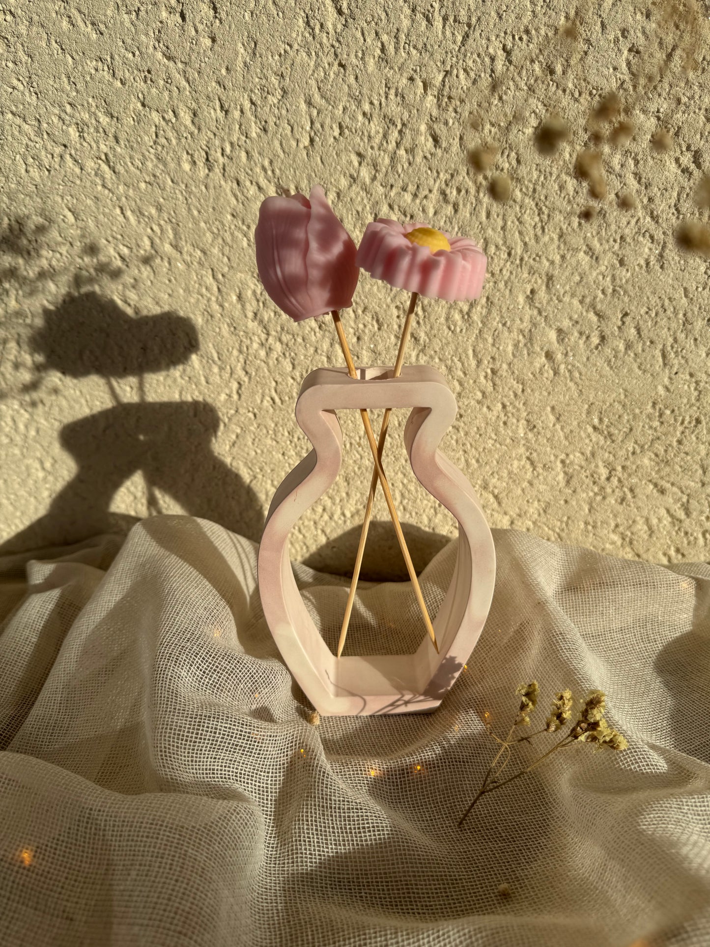 Vase bougie bouquet minimaliste